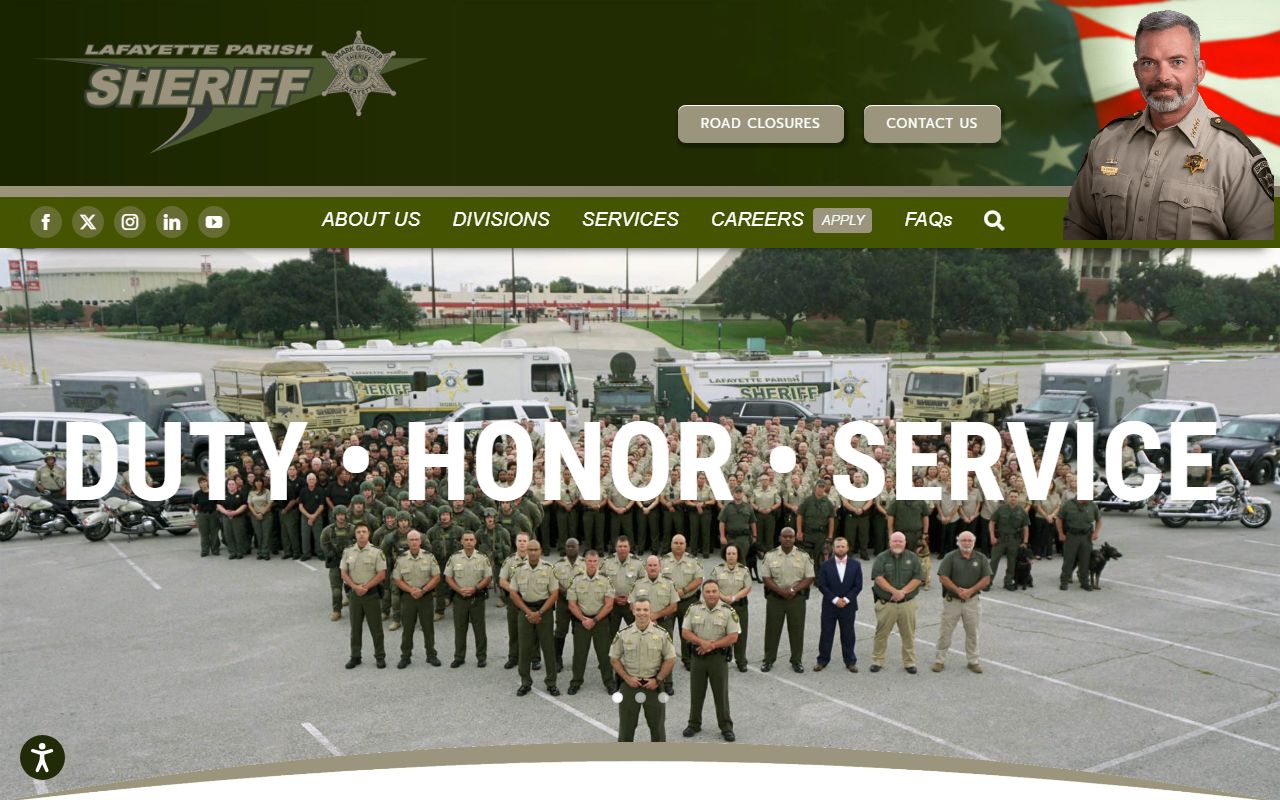 Lafayette Parish Sheriff's Office website for jail booking records