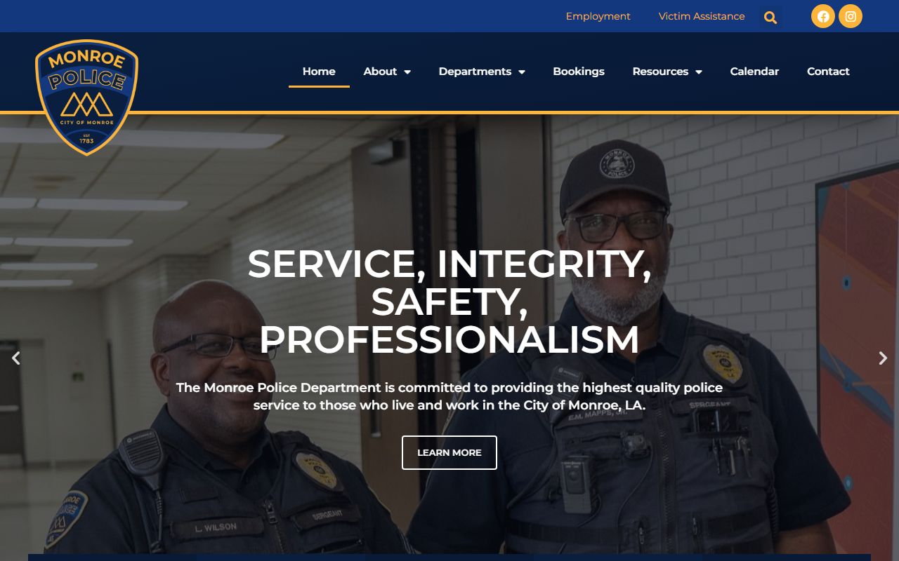 Monroe Police Department website for Monroe jail mugshots info