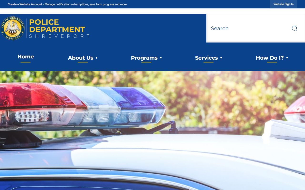 Shreveport Police Department website for Shreveport jail mugshots