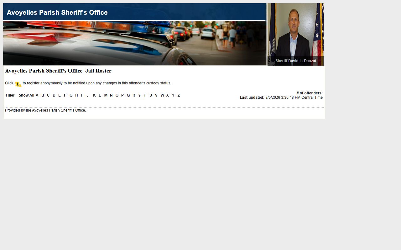 Avoyelles Parish LAVNS inmate roster for jail mugshot searches