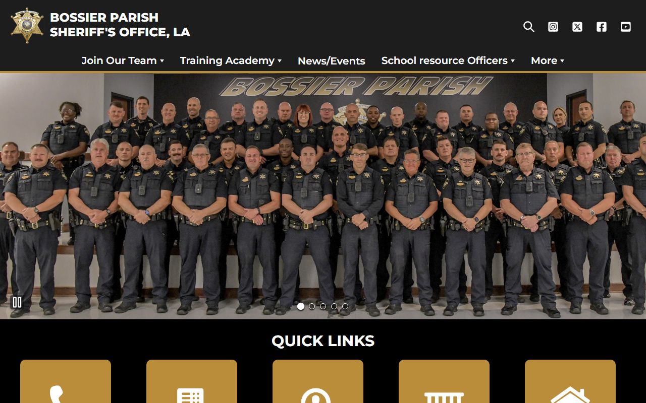 Bossier Parish Sheriff's Office website homepage