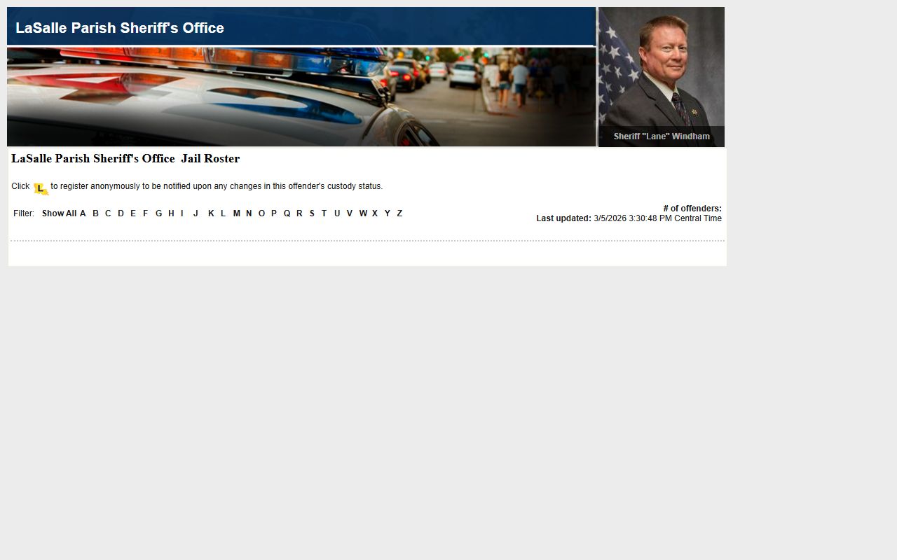 LaSalle Parish LAVNS portal for inmate search and jail mugshots lookup