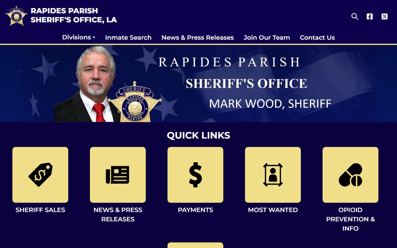 Rapides Parish Sheriff's Office website for jail mugshots and arrest records