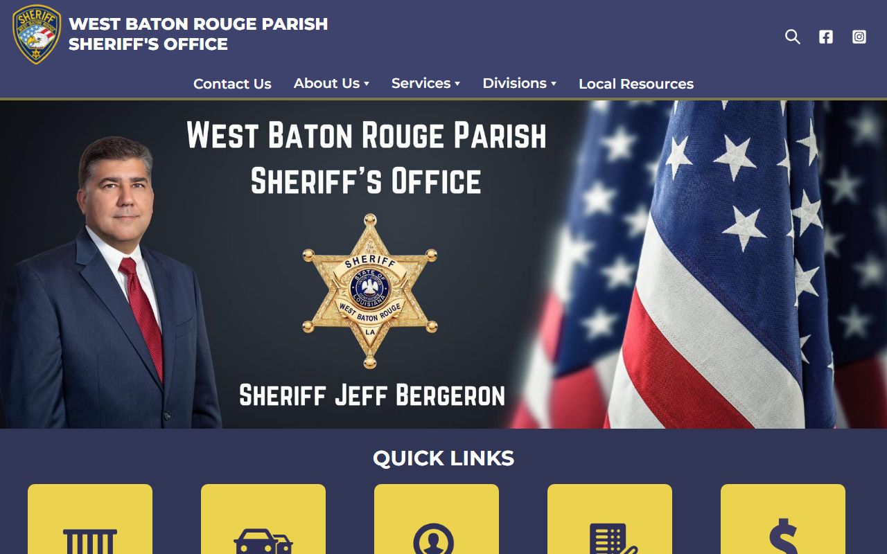 West Baton Rouge Parish Sheriff's Office website for jail mugshot searches